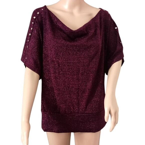 Purple Glittery Relaxed Top L Blouse Sparkly Slouchy Fairy Grunge Whimsigoth - Picture 1 of 15